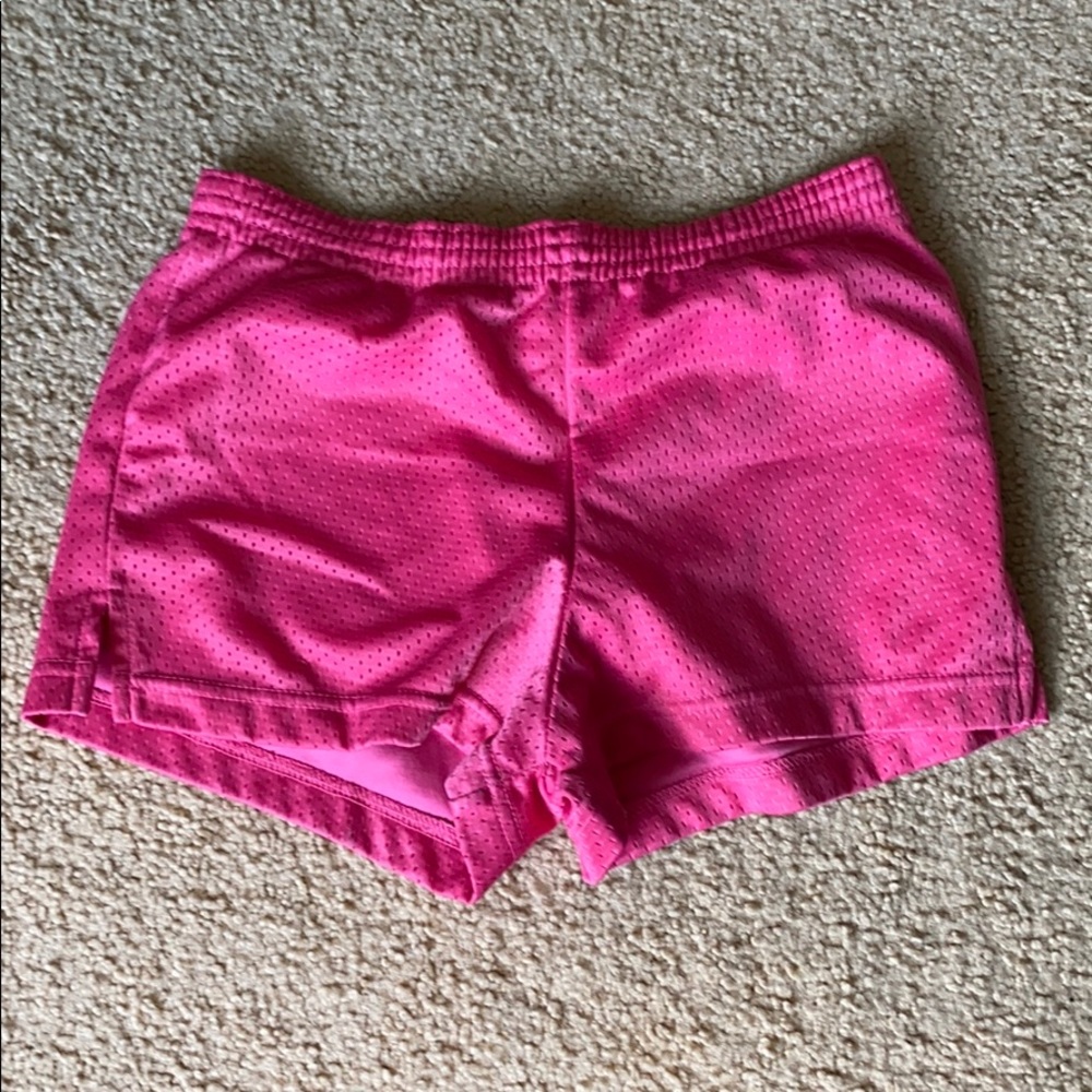 Pink mesh athletic shorts